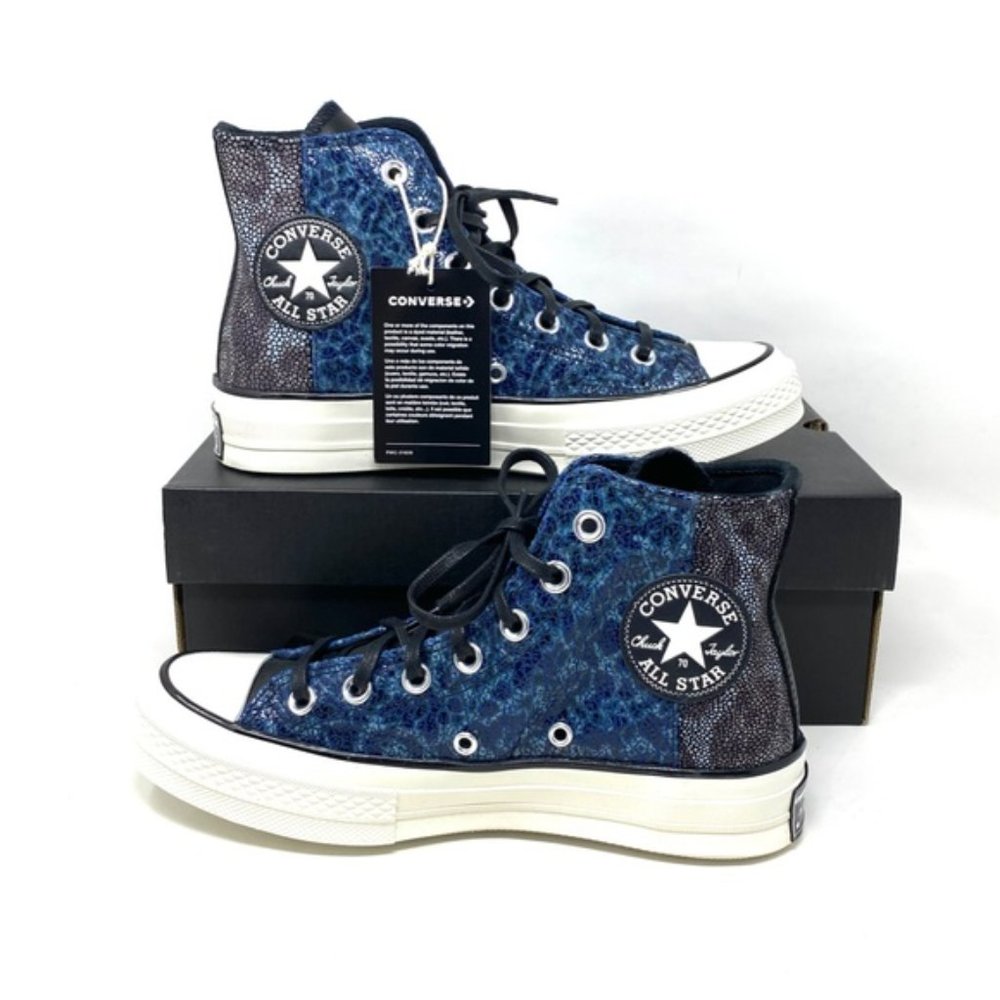 Converse Chuck 70 All Star High Top Men's Blue Canvas Leather Sneakers A01084C - Picture 5 of 10